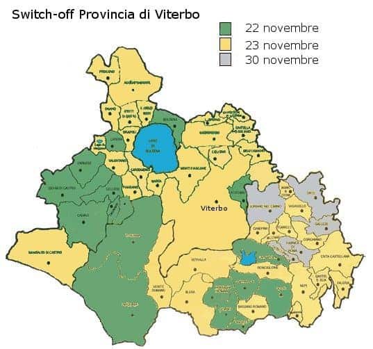Viterbo mappa switch off digitale terrestre