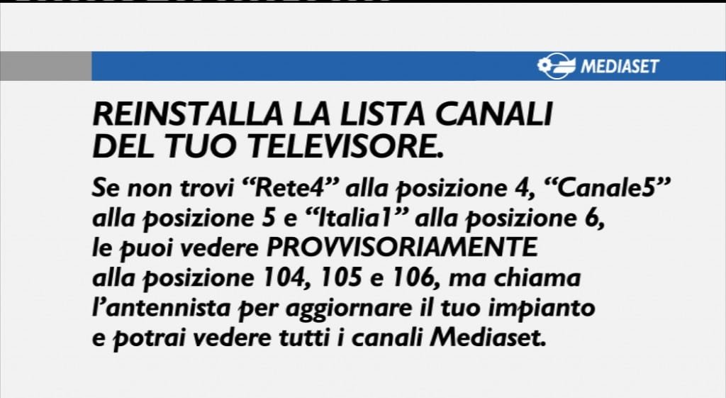 Come ritrovare i Canali Italia 1 sul Digitale Terrestre