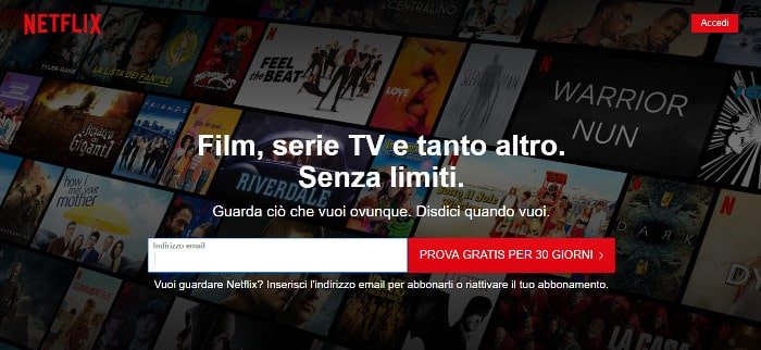 netflix gratis prova 30 giorni