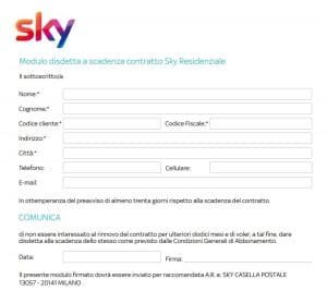 Come fare disdetta Sky