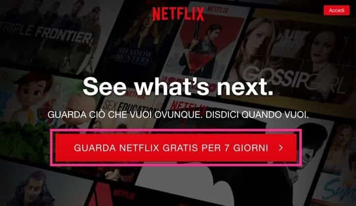 Netflix prova gratuita 7 giorni