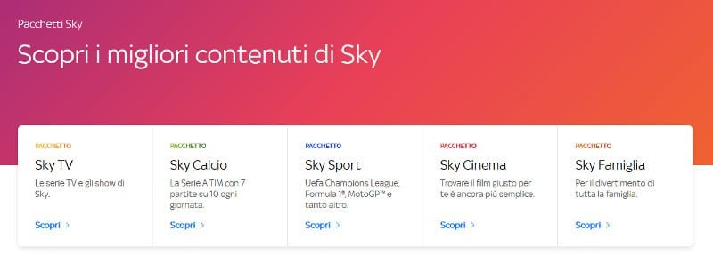togliere pacchetto sky