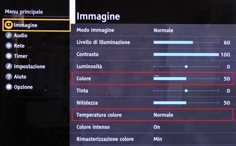 impostare immagini tv