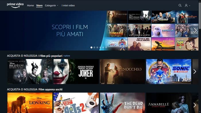 amazon prime video store noleggio film